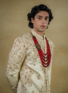 Jatin Malik-Butter Cream Sherwani Set-INDIASPOPUP.COM