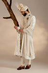 Albino white linen silk sherwani set
