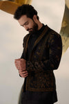 Black & gold short jacket and kurta set