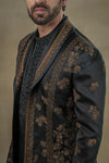 Black & gold short jacket and kurta set