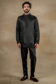 Black & gold short jacket and kurta set