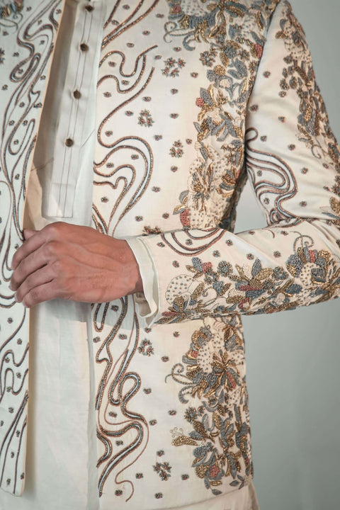 PHOOLPANKH IVORY KURTA JACKET SET