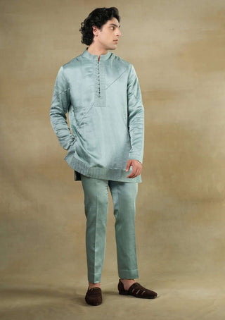 Jatin Malik-Chateau Grey Short Kurta And Trousers-INDIASPOPUP.COM