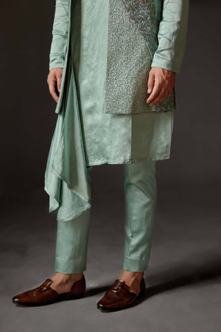 Jatin Malik-Smokey Grey Pallid Shrug And Kurta Set-INDIASPOPUP.COM