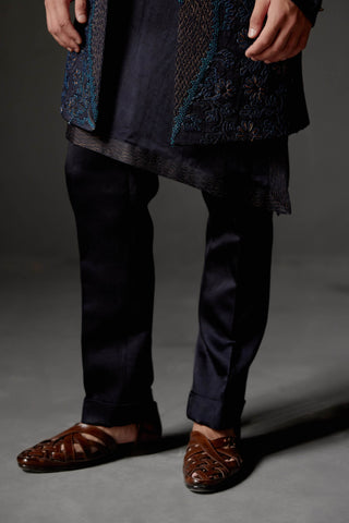 Jatin Malik-Midnight Blue Shrug And Kurta Set-INDIASPOPUP.COM