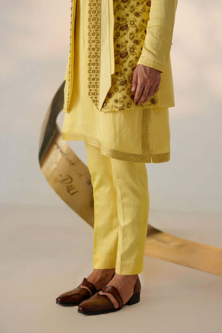 Jatin Malik-Yellow Shrug And Kurta Set-INDIASPOPUP.COM