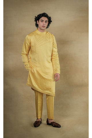 Jatin Malik-Yellow Shrug And Kurta Set-INDIASPOPUP.COM