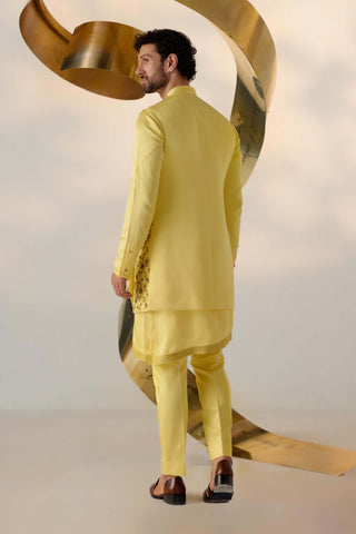 Jatin Malik-Yellow Shrug And Kurta Set-INDIASPOPUP.COM