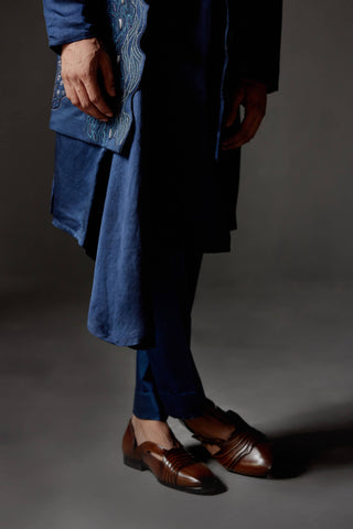 Jatin Malik-Dusky Blue Shrug And Kurta Set-INDIASPOPUP.COM