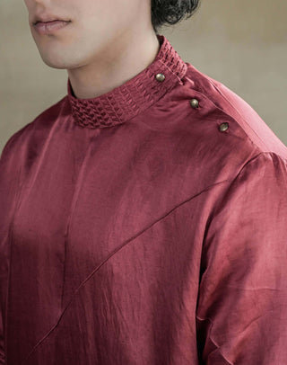 Jatin Malik-Scarlet Kurta And Churidar-INDIASPOPUP.COM