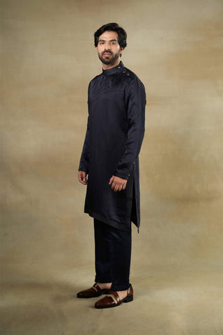 Jatin Malik-Midnight Blue Kurta And Pants-INDIASPOPUP.COM