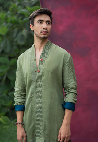 Sage Kurta And Trousers by Jatin Malik available on Indiaspopup.com