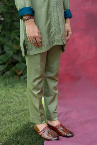 Sage Kurta And Trousers by Jatin Malik available on Indiaspopup.com