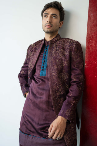 Jewel Orchid Kurta And Trousers by Jatin Malik available on Indiaspopup.com