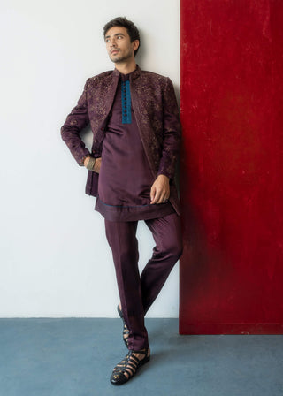 Jewel Orchid Kurta And Trousers by Jatin Malik available on Indiaspopup.com