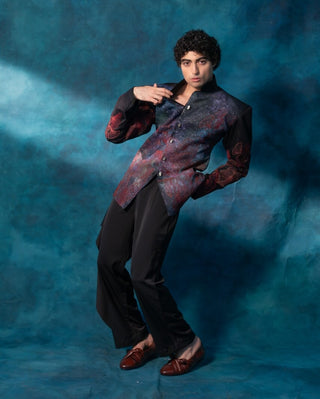 Black Garden Blazer And Trousers by Jatin Malik available on Indiaspopup.com