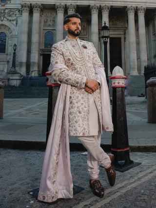 Lilac Blush Sherwani Set by Jatin Malik available on Indiaspopup.com