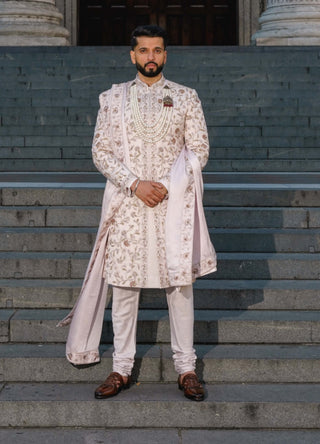 Lilac Blush Sherwani Set by Jatin Malik available on Indiaspopup.com