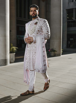 Lilac Blush Sherwani Set by Jatin Malik available on Indiaspopup.com