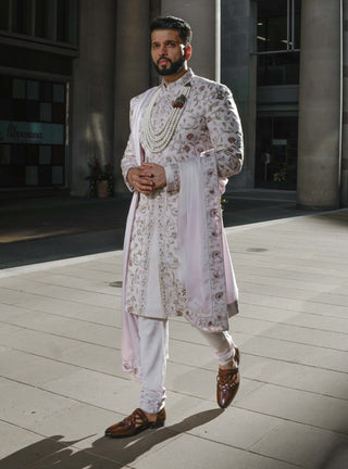 Lilac Blush Sherwani Set by Jatin Malik available on Indiaspopup.com