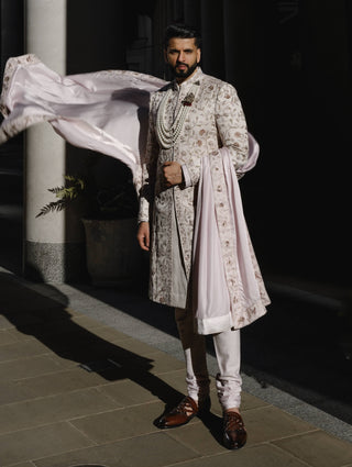 Lilac Blush Sherwani Set by Jatin Malik available on Indiaspopup.com