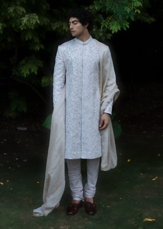 Lilac Grey Rose Sherwani Set by Jatin Malik available on Indiaspopup.com