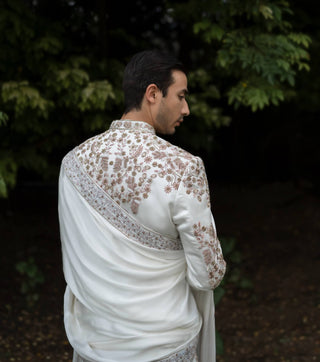 Ivory Fleur Sherwani Set by Jatin Malik available on Indiaspopup.com