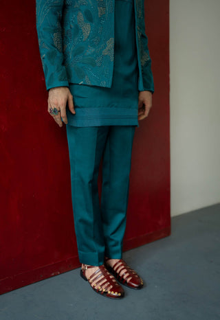 Jade Tamarisk Short Jacket Set by Jatin Malik available on Indiaspopup.com