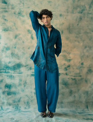 Blue Thistel Short Jacket Set by Jatin Malik available on Indiaspopup.com