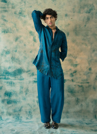 Blue Thistel Kurta And Trousers by Jatin Malik available on Indiaspopup.com