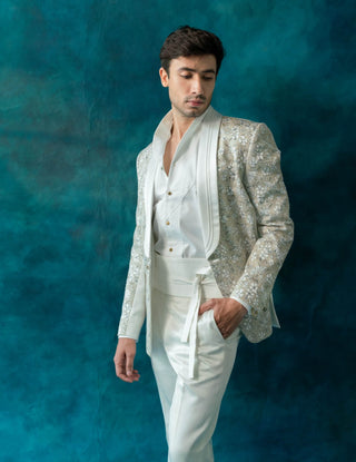 Snowline Ivory Tuxedo Set by Jatin Malik available on Indiaspopup.com