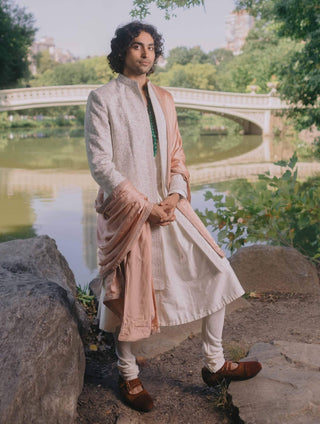 Ivory Whisper Sherwani Set by Jatin Malik available on Indiaspopup.com