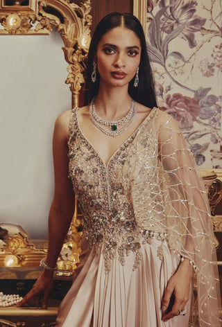 Jane beige embellished gown