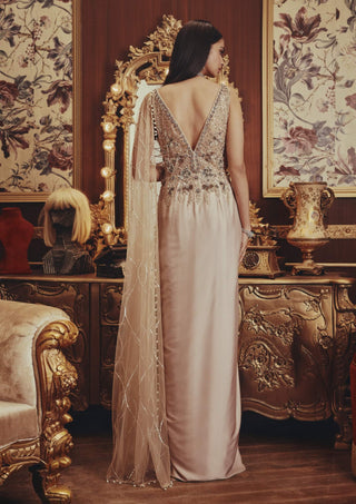 Jane beige embellished gown