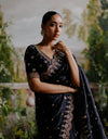 Jigar Mali-Black Organza Sari And Blouse-INDIASPOPUP.COM