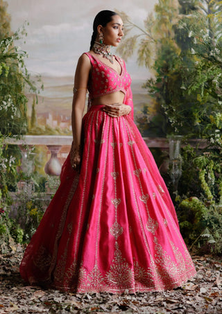 Jigar Mali-Hot Pink Embellished Lehenga Set-INDIASPOPUP.COM