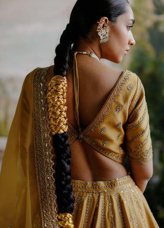 Jigar Mali-Tuscany Mustard Lehenga Set-INDIASPOPUP.COM