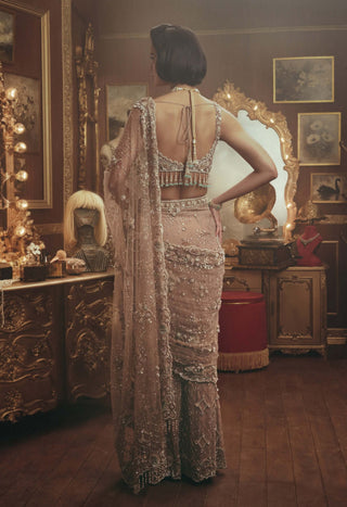 Juliana nude brown drape sari and blouse