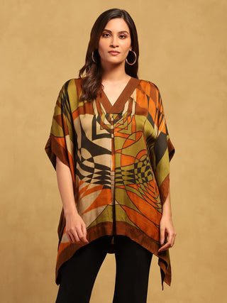 Brown minati kaftan kurta