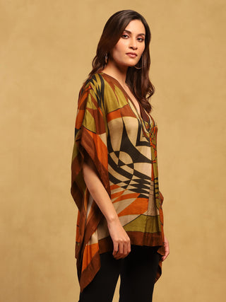 Brown minati kaftan kurta