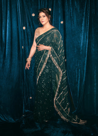 Green vanamala chikankari sari and blouse