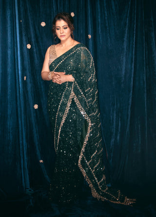 Green vanamala chikankari sari and blouse
