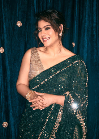 Green vanamala chikankari sari and blouse