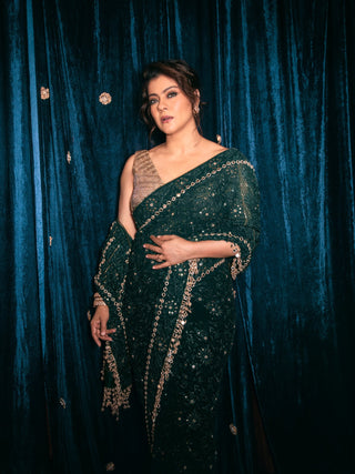 Green vanamala chikankari sari and blouse