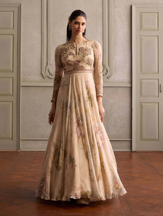 Ariya ivory and blush pink anarkali with dupatta