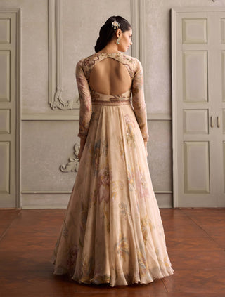 Ariya ivory and blush pink anarkali with dupatta