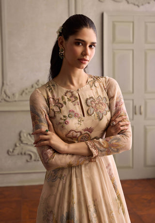 Ariya ivory and blush pink anarkali with dupatta