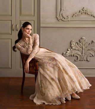 Ariya ivory and blush pink anarkali with dupatta