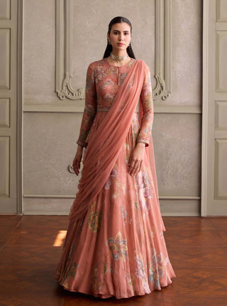 Ariya dusty peach anarkali with dupatta