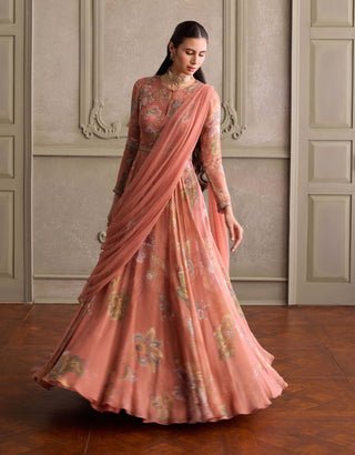 Ariya dusty peach anarkali with dupatta